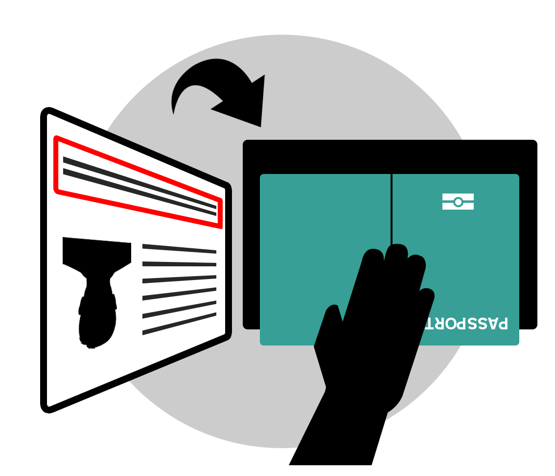 Place your passport face down on the scanner